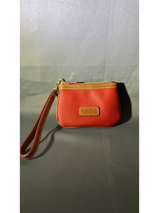 Dooney & Bourke Handbags - Dooney & Bourke Zippered Red Leather Wristlet With Keychain